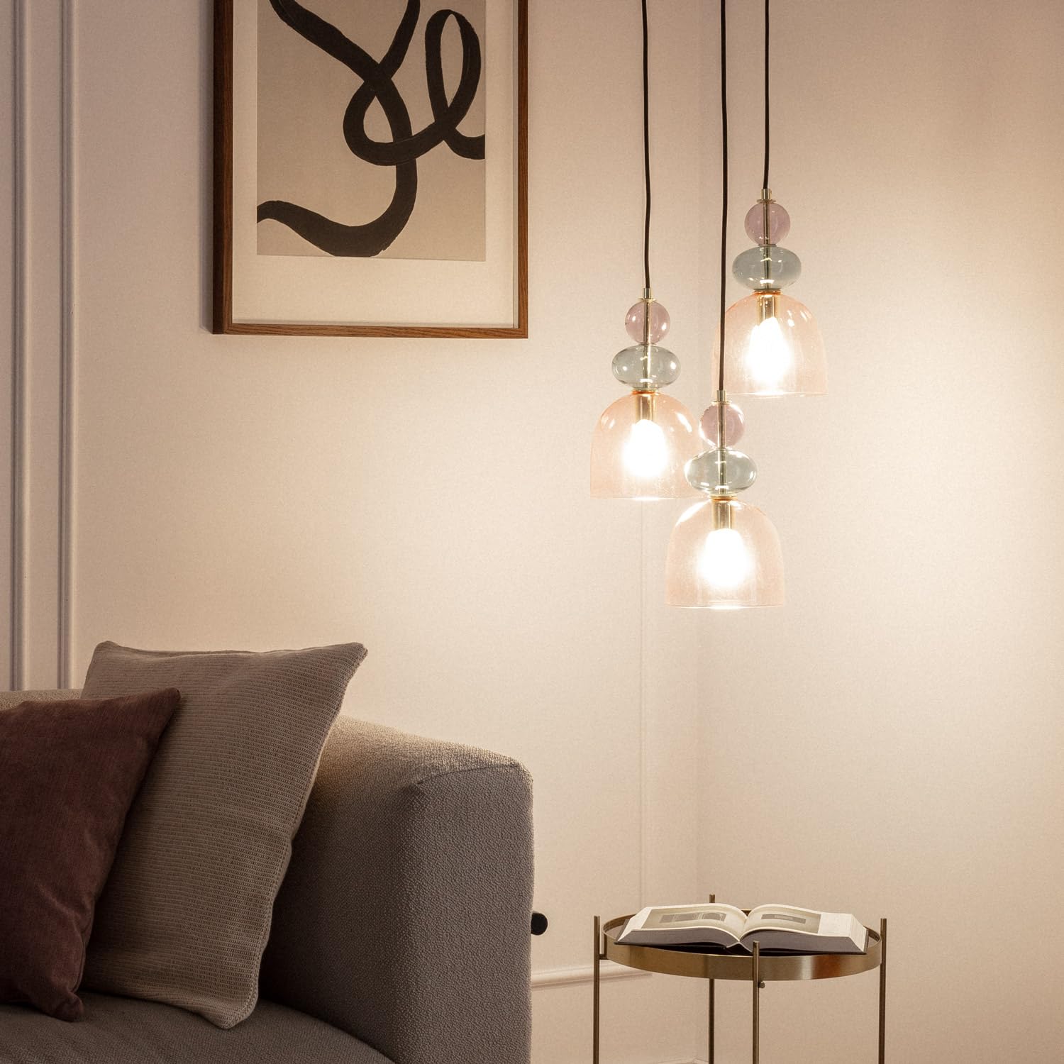 LEDKIA LIGHTING Lampada a Sospensione Metallo e Vetro Tri Baudelaire Rosso E14