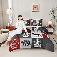 Vista 47 de Juego de edredón Deer Bear para niños tamaño completo, juego de ropa de cama rústica de aventura de caza para decoración de habitación de niños