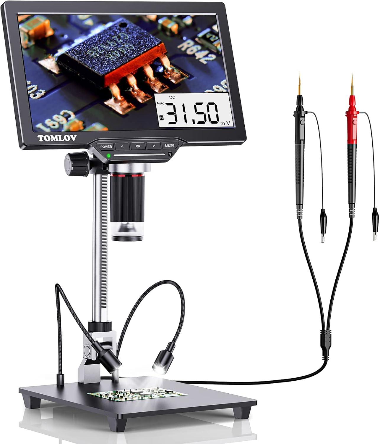 TOMLOV DM201M Digital Microscope with Multimeter, Upgraded LCD