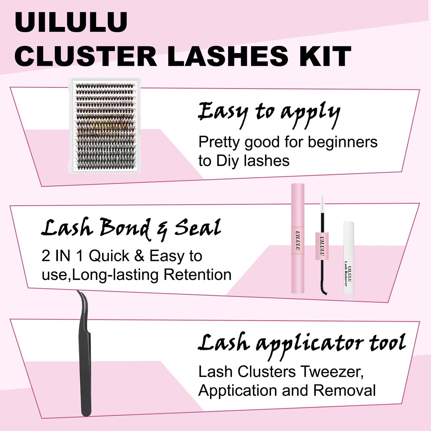 Uilulu DIY Lash Extension Kit - 280pcs Individual Lashes (30D, 0.07D, 9-16MM) with Lash Bond, Seal, Remover & Tweezers - Image 3