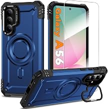 Magnetic Case for Samsung Galaxy A56 5G [Built-in Camera Ring Kickstand] [Screen Protector] [Military-Grade Protection] Heavy Duty Shockproof Protective Cover for Samsung A56 5G 6.7 inch, Blue
