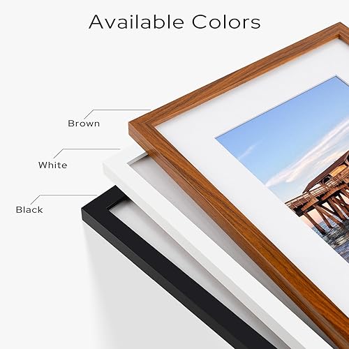 Miniatura 9 de Golden State Art, Marco de fotos de madera maciza de 12 x 16 pulgadas, tapete blanco para fotos de 8 x 12 pulgadas, dientes de sierra para