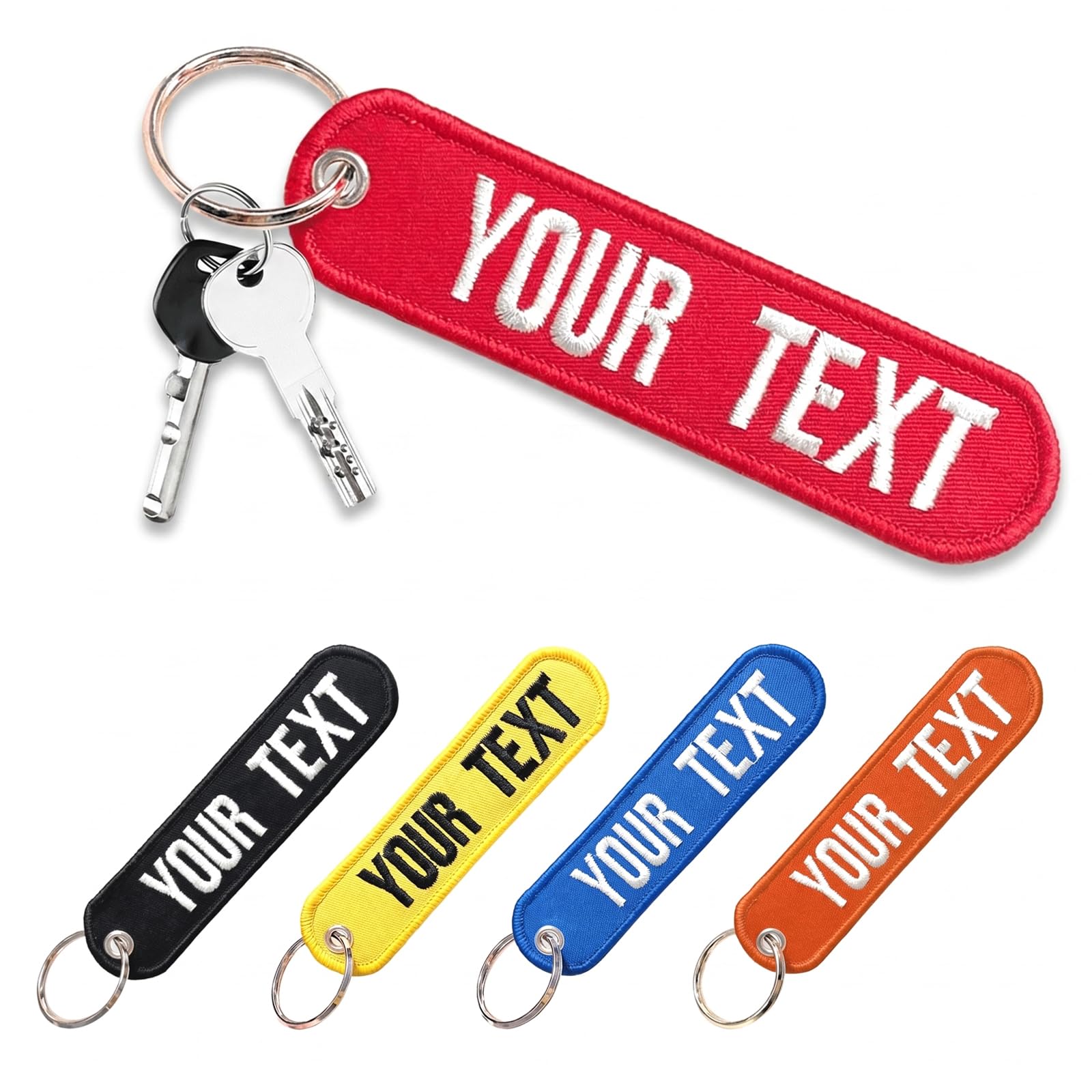 Brillianne Men's Red Personalized Keyring, Custom Embroidery Keychain With Text Name, Double Sided Embroidery Key Tags Key Chain For /Motorcycles/Scooters/Cars