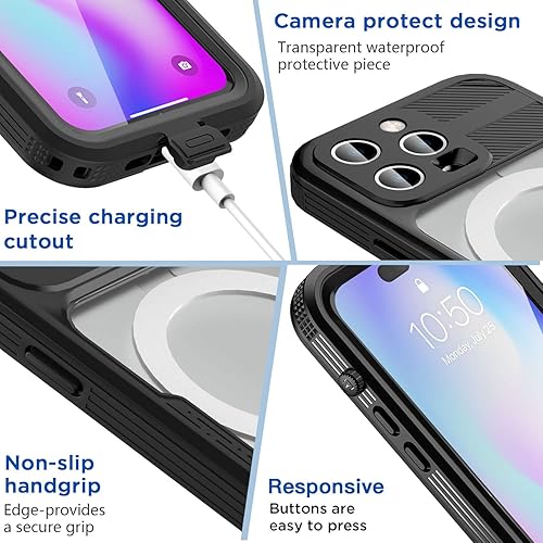 Miniatura 5 de AICase Funda impermeable para iPhone 14 Pro Max (6.7 pulgadas) con MagSafe a prueba de nieve, polvo y golpes, protección de cuerpo completo con