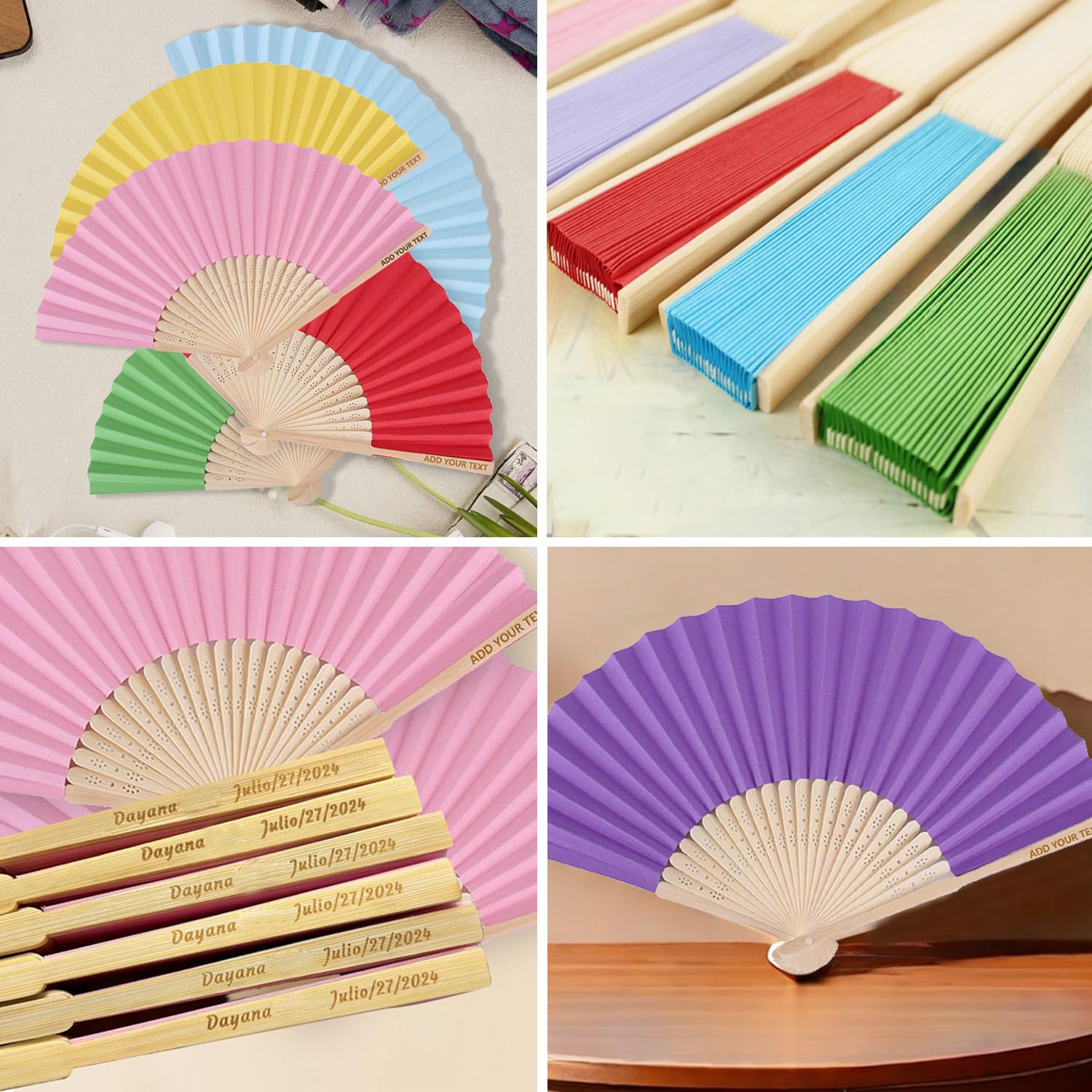 Personalisierbarer Fächer mit Gravur, Personalisierte Faltbare Handfächer, Personalisierter gravierter Holzfächer, Personalisierte Faltfächer aus Holz für Hochzeiten Partys