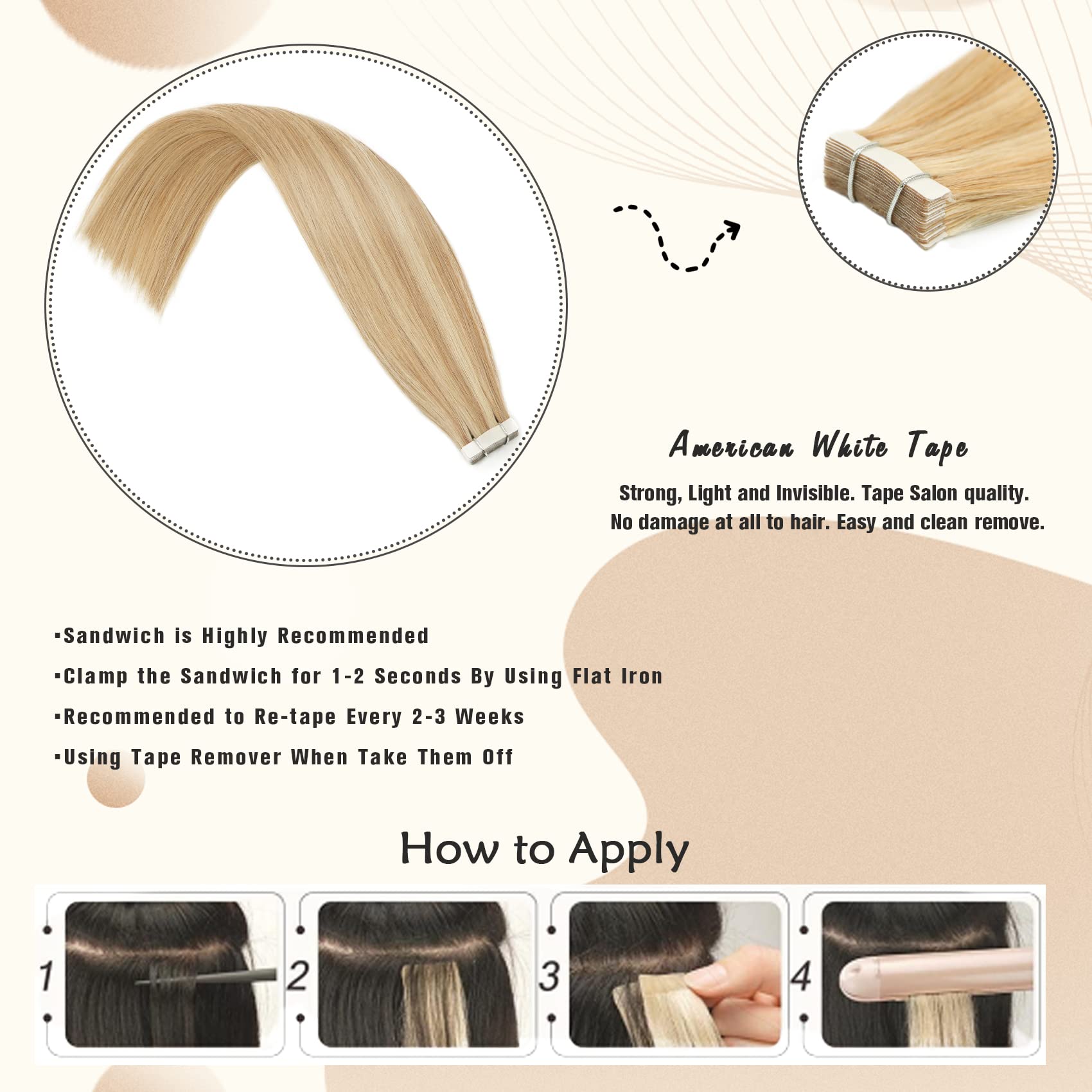 ✨ 20” 2 PACK  #3 to #8 Brown to #613 HUMAN TAPEINS 8A Dark Brown Tape In Remy Human Hair Extensions (20 pcs #2) main image 3