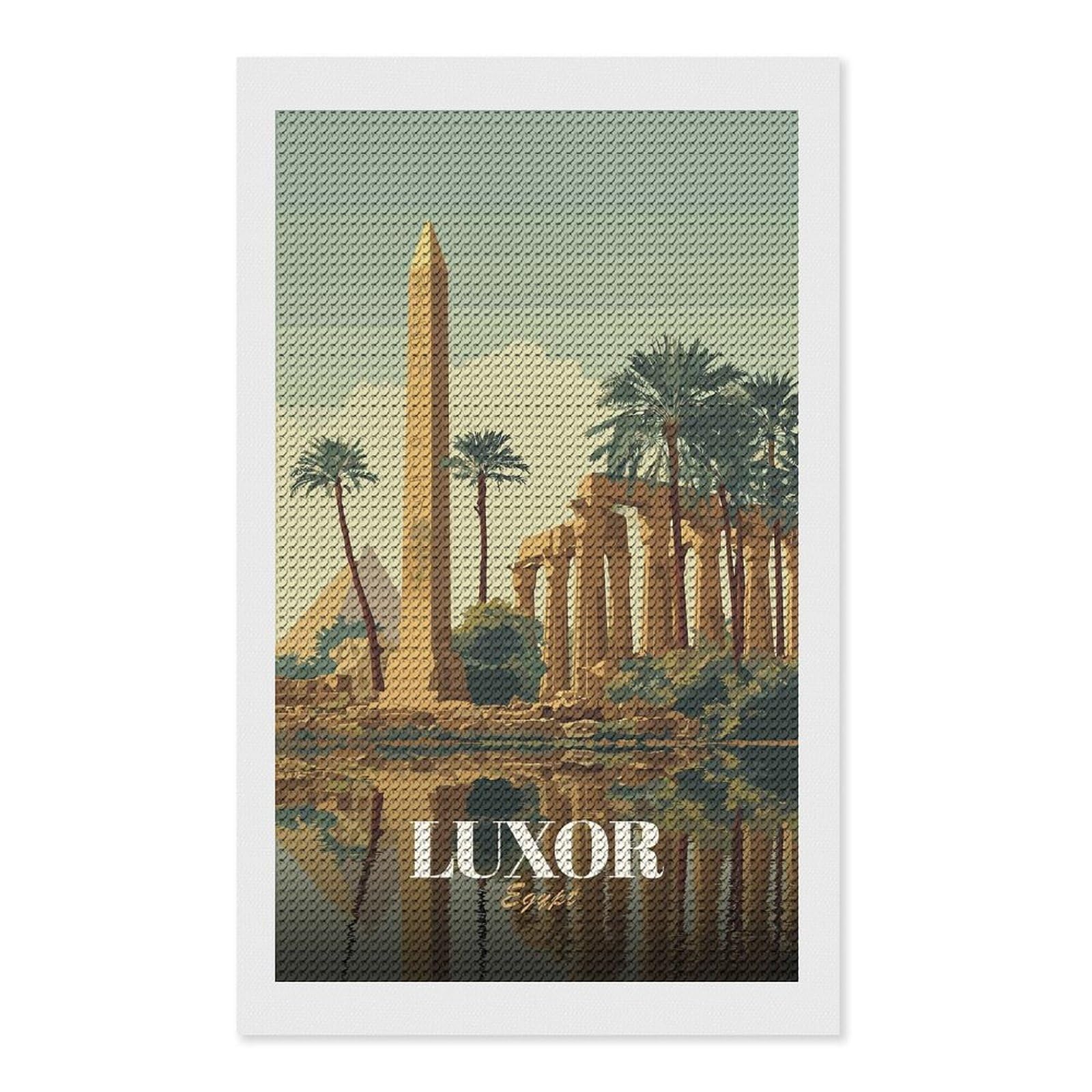 Junmoney Luxor Egypt Travel (4) Round Drill Diamond Painting 12"x20", Satisfying Creative Project, Complete Accessories, Printed Canvas