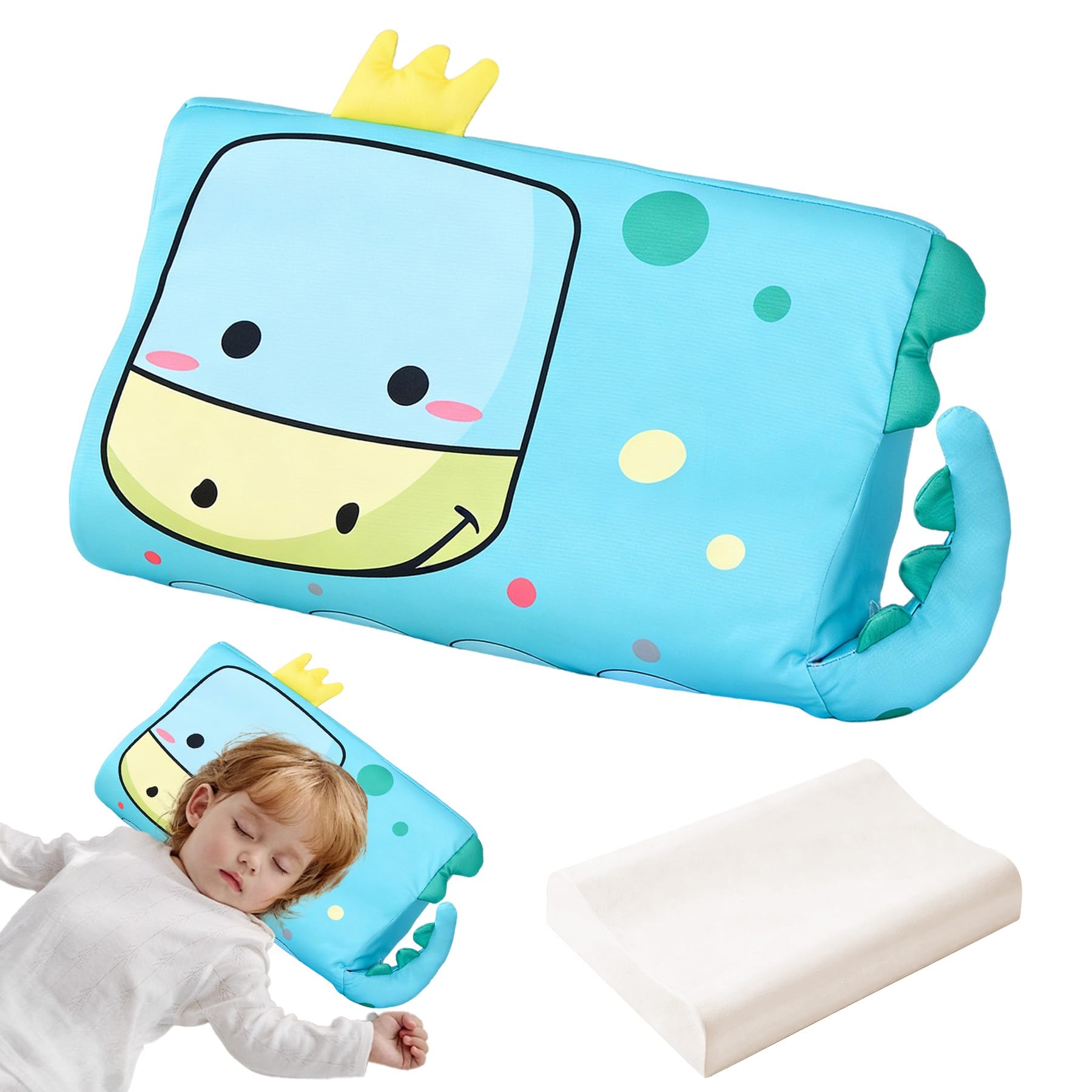 TZEKING Almohada Infantil Ergonómica – Almohada para Niños con Funda Lavable, Espuma Viscoelástica Transpirable e Hipoalergénica, Cojín para Bebes y Niños de 2 a 10 Años – 45x27x6cm — view 9