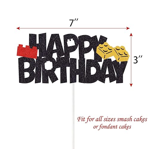 Miniatura 3 de Decoración para tartas de cumpleaños con purpurina y bloques de construcción