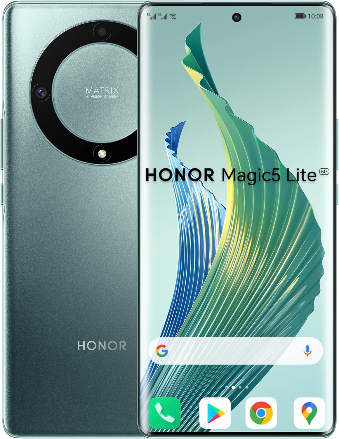 Magic 5 Lite, Sim-Free & Unlocked Mobile Phones, 5G Smartphone, 6GB+128GB, 6,67” Curved AMOLED 120Hz Display, 64MP Triple Rear Camera, 5100 mAh Battery, Dual SIM, Android 12, Emerald Green