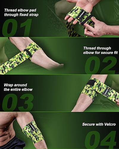 Miniatura 5 de MANUEKLEAR - Codera de prensa de banco para levantamiento de pesas para hombres y mujeres, coderas de nailon de 40 pulgadas para levantamiento