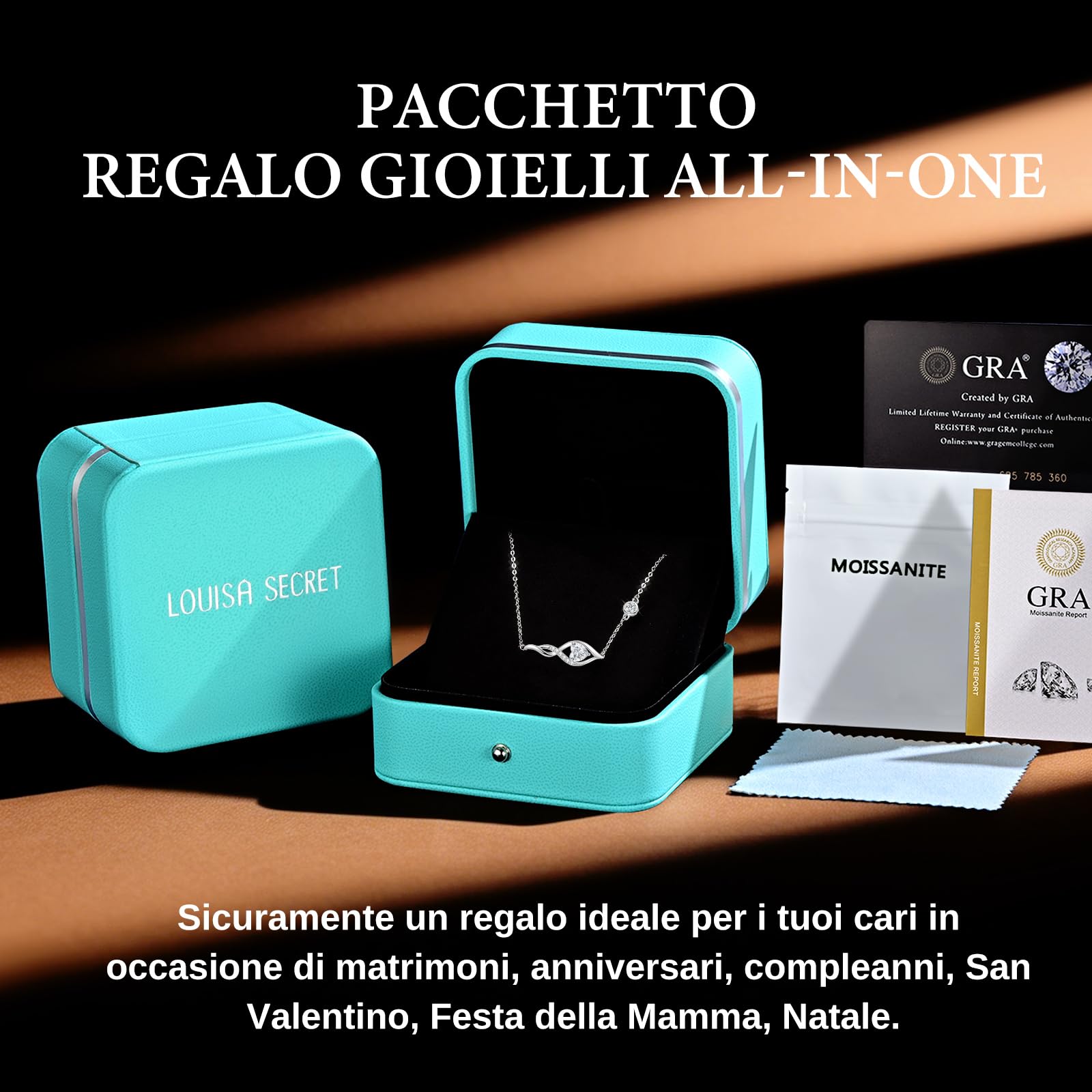 LOUISA SECRET Infinity Moissanite Bracciali Donna Placato rodio e oro 18K | Simbolo Cuore Infinito con Brillantini,Gioielli da Lei,Regalo per Natale,San Valentino,Compleanno,Ricorrenze