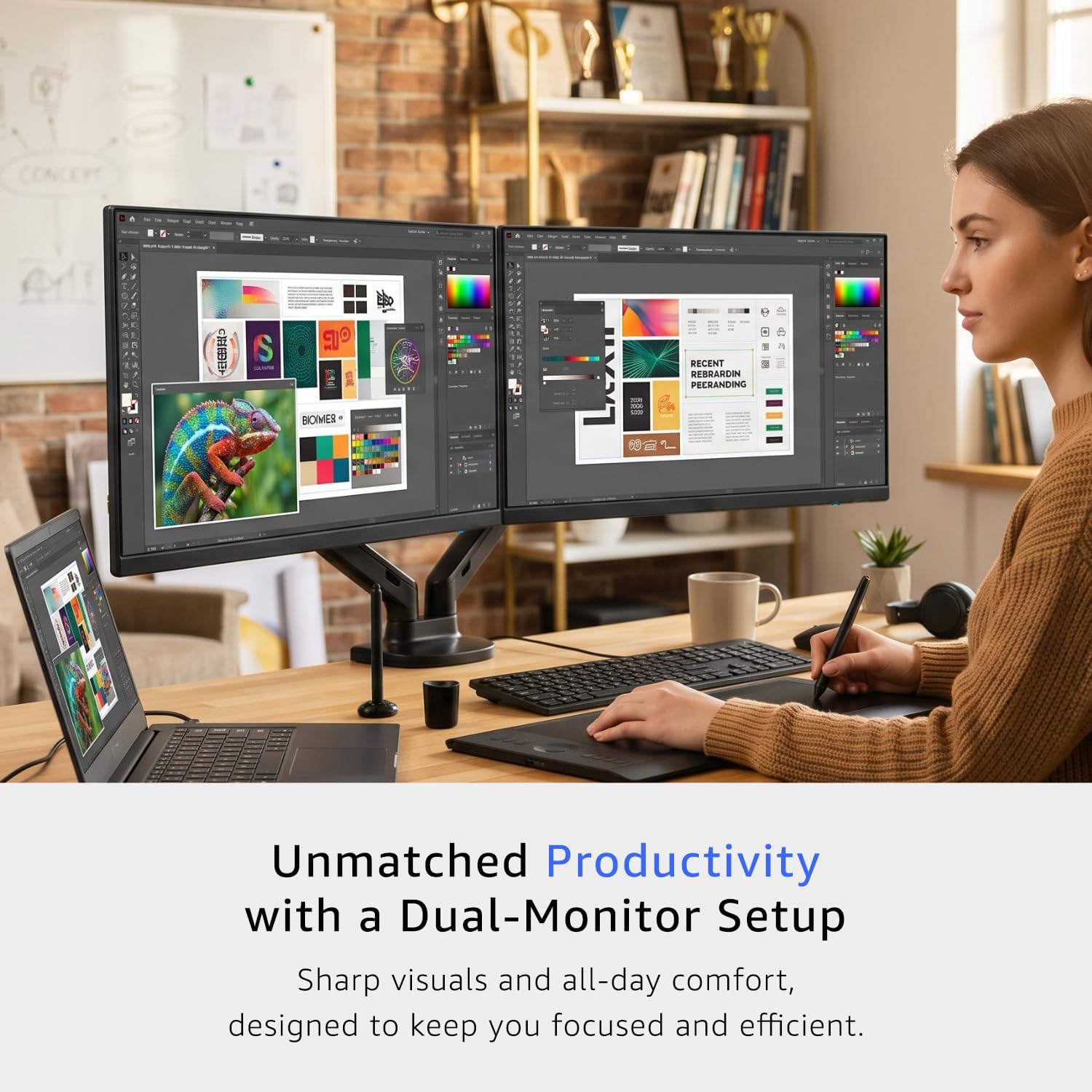 2X Pack - 24 Inch Monitor FHD 100Hz Computer Monitor, HDMI X2 100% sRGB Build-in Speakers, Wall Mount, Tilt, Professional and Gaming Monitor – Machine Black 2026, 2X Pack image 4