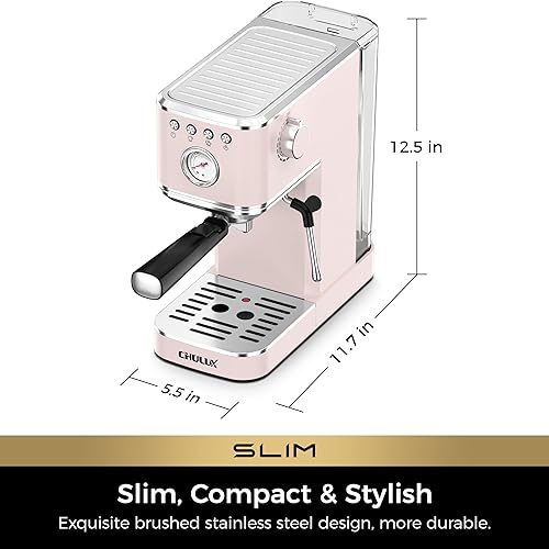Miniatura 8 de CHULUX Máquina de café expreso delgado con espumador de leche, varita de vapor de 20 bares, máquina de café expreso profesional italiano para