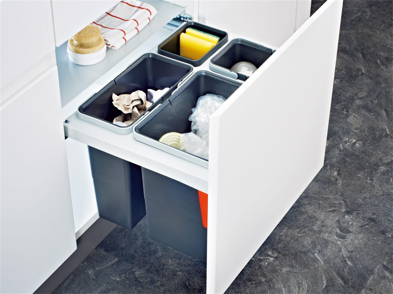 Franke Kitchen Systems 121.0200.680 - Pattumiera Garbo 60-3, 56,2 x 39,9 x 36,0 cm, Colore: Grigio