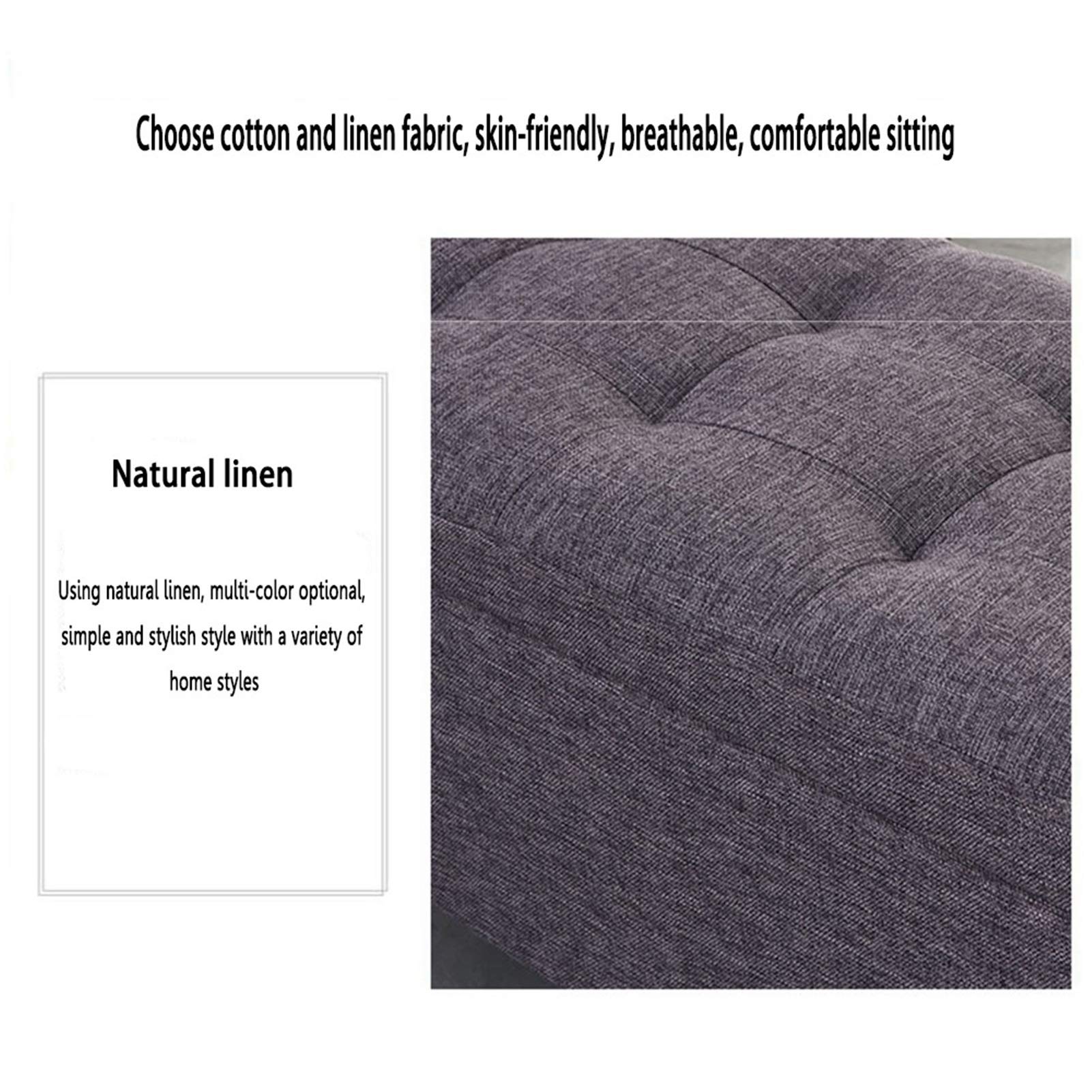 LUUYYI Pouf pieghevole grigio con gambe in legno massello, coperchio incernierato, versatile sgabello per cambiare le scarpe, per camera da letto, soggiorno, divano, seduta 120 cm (grigio-60 cm)