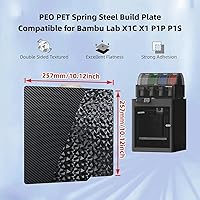Vista 7 de PEO PET Placa de Construcción Lisa para Bambu Lab X1C X1 X1E P1P P1S P2S A1, Lámina de Acero de Resorte PEO PET Placa de Cama Flexible para Bambu