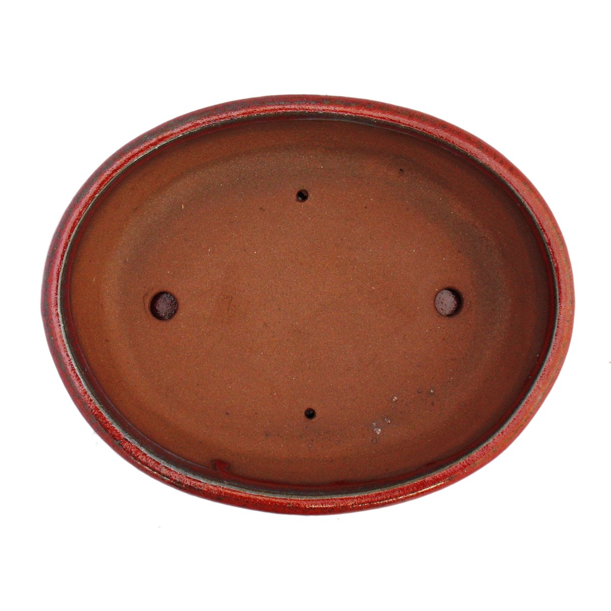 exotenherz Bonsai-Schale mit Unterteller Gr. 5 - rot - oval - Modell O3 - L 31cm - B 24,5cm - H 8,5cm