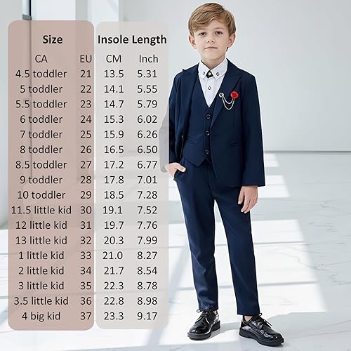 Miniatura 7 de DADAWEN Zapatos de uniforme escolar con cordones para niños y niñas, cómodos zapatos de vestir Oxford (bebéniño pequeñoniño grande)