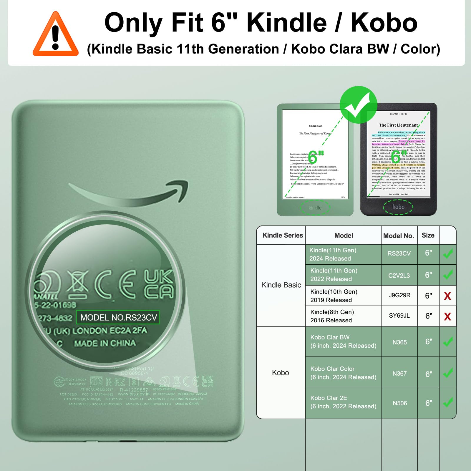 MoKo 2 Pezzi Pellicola Protettiva Anti-Riflesso per 6" All-New Kindle Basic 11th Generation 2024/2022, Premium PET Opaco Copertura Totale per Kobo Clara BW Clara Color