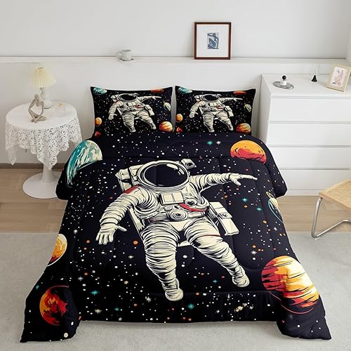 Miniatura 14 de Manfei Juego de edredón retro para automóvil, tamaño individual, juego de ropa de cama de vehículos de dibujos animados en acuarela para niños y