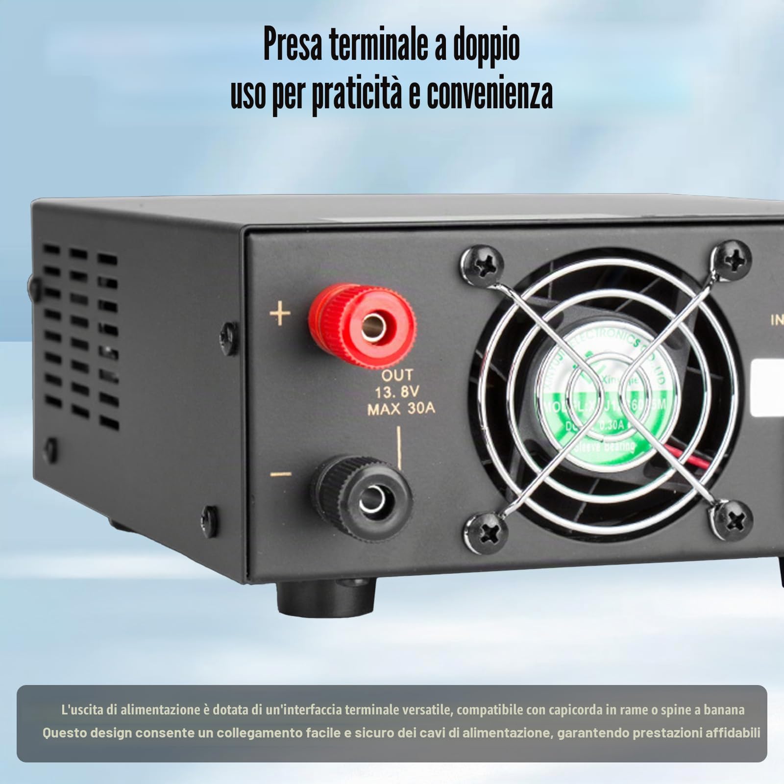 Alimentatore da banco, 30 A, 13,8 V, con controllo del rumore regolabile, convertitore CA-CC con presa accendisigari e maggiore sicurezza per radio HAM, radio amatoriali, CB, dispositivi da 13,8 V