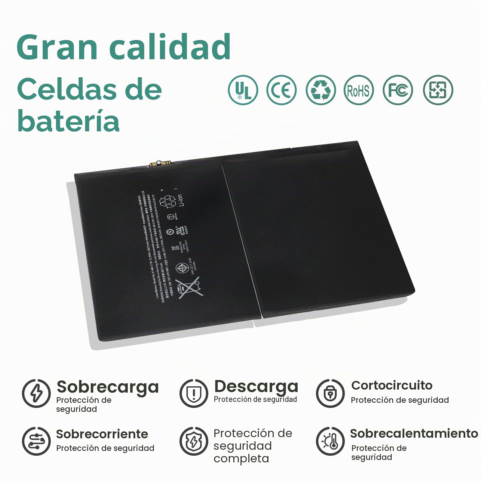 K KYUER A1484 Tablet Batería para iPad 5 6 7 8 9 5th 6th 7th 8th 9th Gen A1822 A1823 A1893 A1954 A2197 A2198 A2199 A2200 A2428 A2429 A2430 A2602 A2603 A2604 A2605 Air 1 1st Gen 2013 A1474 A1475 A1476