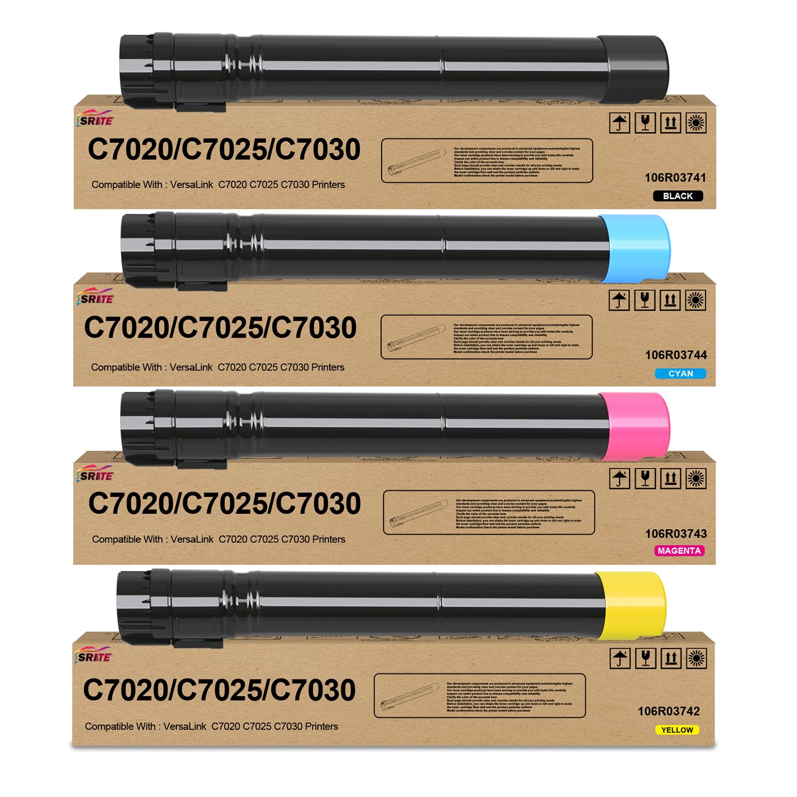 SRITE Versalink C7020 C7025 C7030 Toner Cartridge Extra High Capacity 106R03737 106R03740 106R03739 106R03738 Compatible for Xerox VersaLink C7020 C7025 C7030 Printer