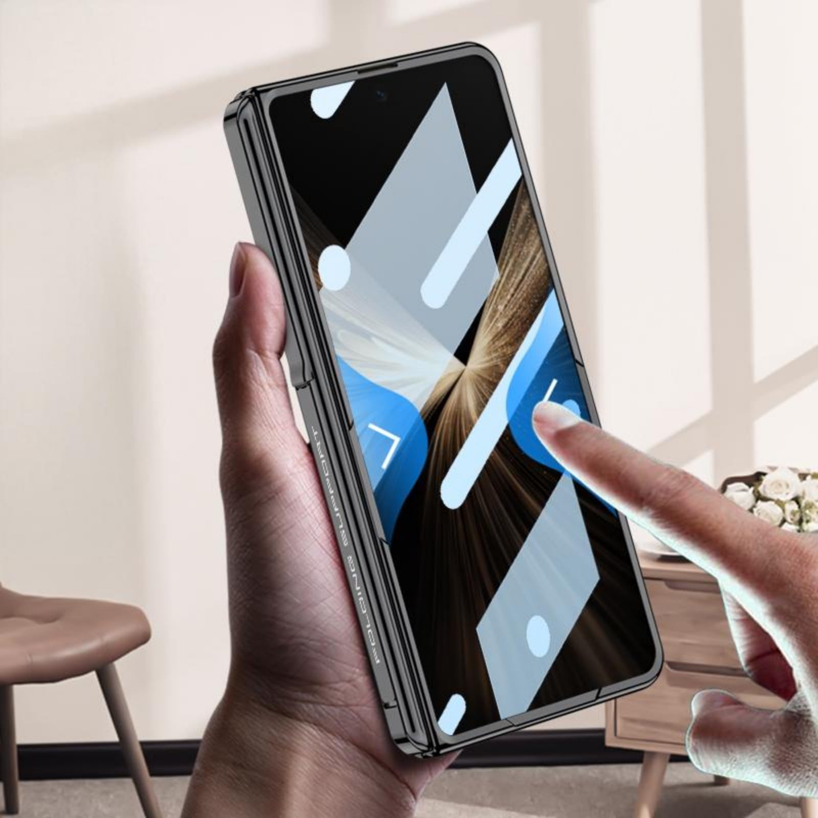 Funda para Magic V5 Clear Case + Privacy Glass Film + Stand Hinge + Wireless Charge,Bumper Cover para Honor Magic V5(6)
