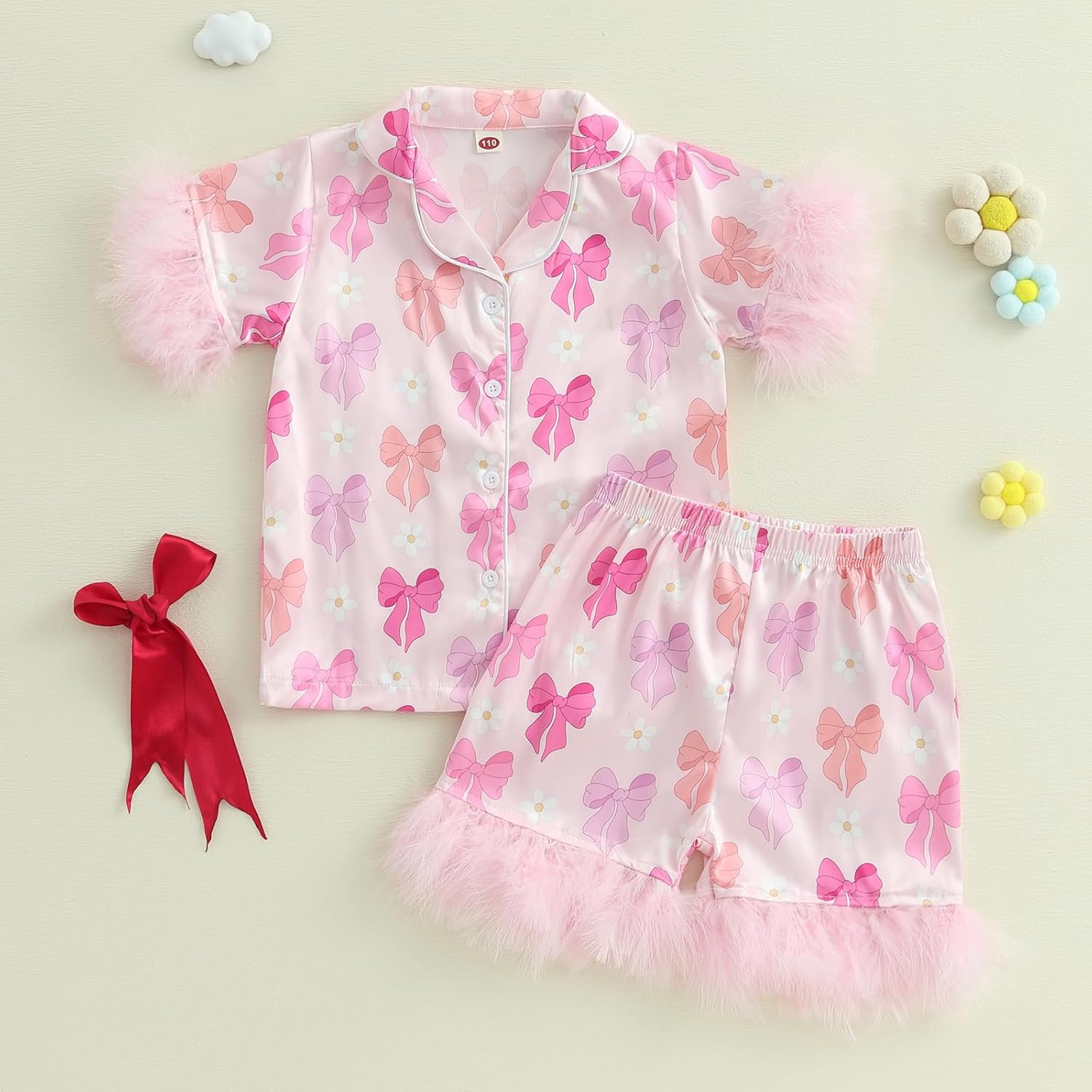 Kuriozud Birthday Girl Pajamas Silk Stain Pjs Shirt Tops+Shorts 2Piece Set Birthday Toddler Kids Little Girl Nightgown Gift - Image 2