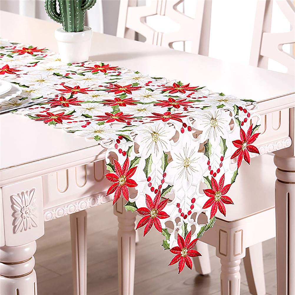 Amazon｜Eshylala クリスマス刺繍テーブルランナー クリスマス