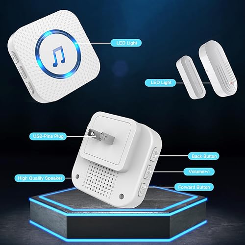 Miniatura 8 de Sanjie Campanilla de puerta, timbre inalámbrico cuando la puerta abre alarma de entrada para el hogar, negociooficinatienda con rango de 800 pies,