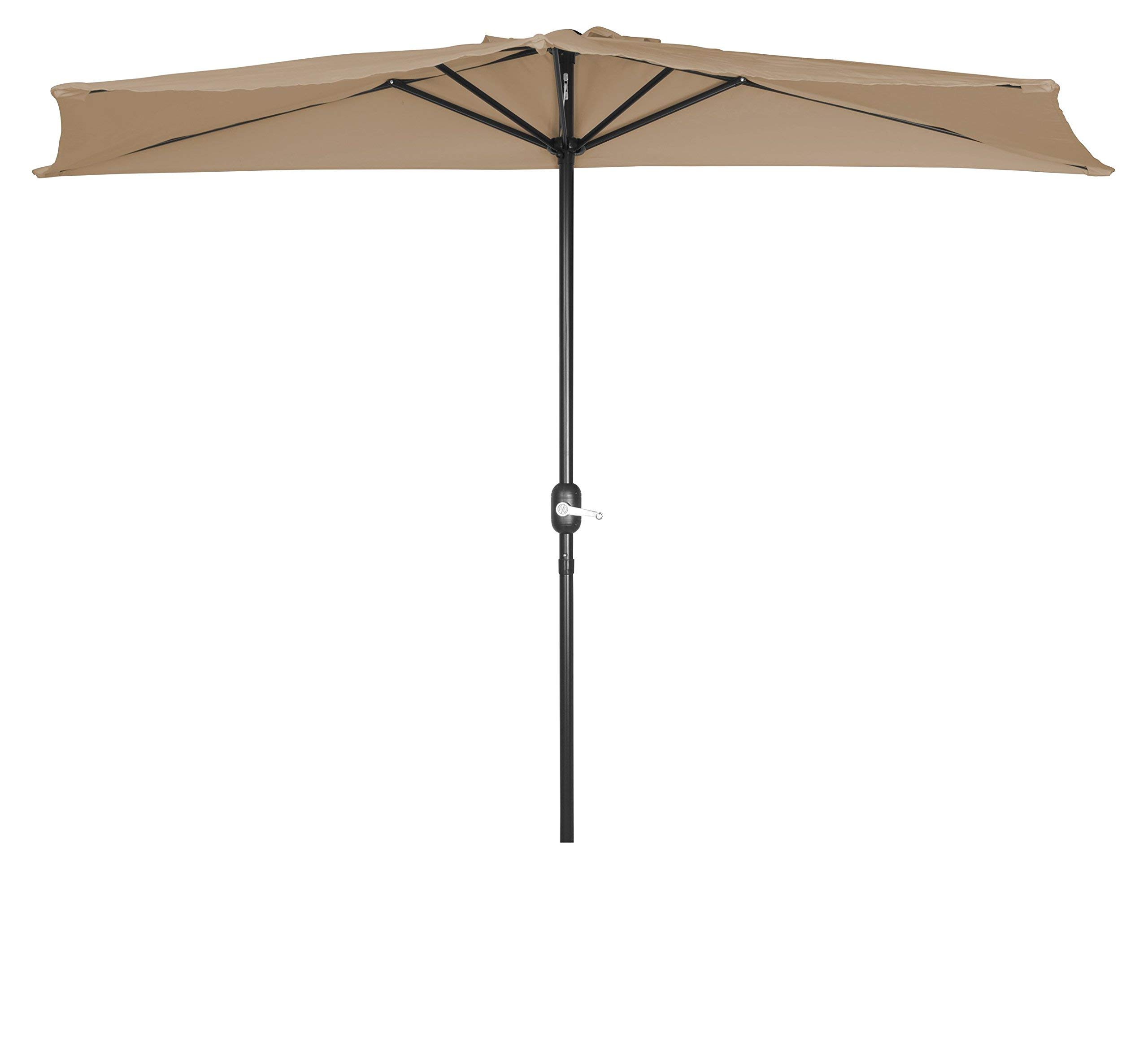Amazon Com Trademark Innovations Patumb Tan Patio Half Umbrella 9 Diameter Garden Outdoor