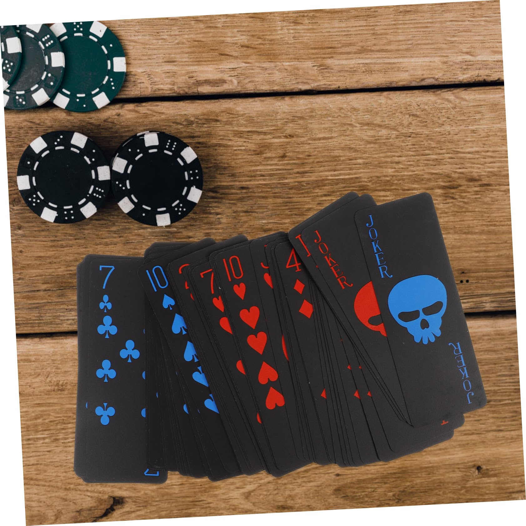 Sosoport Carte Da Gioco Impermeabili in Plastica Pvc Nera Opaca Di Carte Da Poker Design Tema Teschio Resistenti Schizzi e Usura Per Giochi Di Poker e Feste