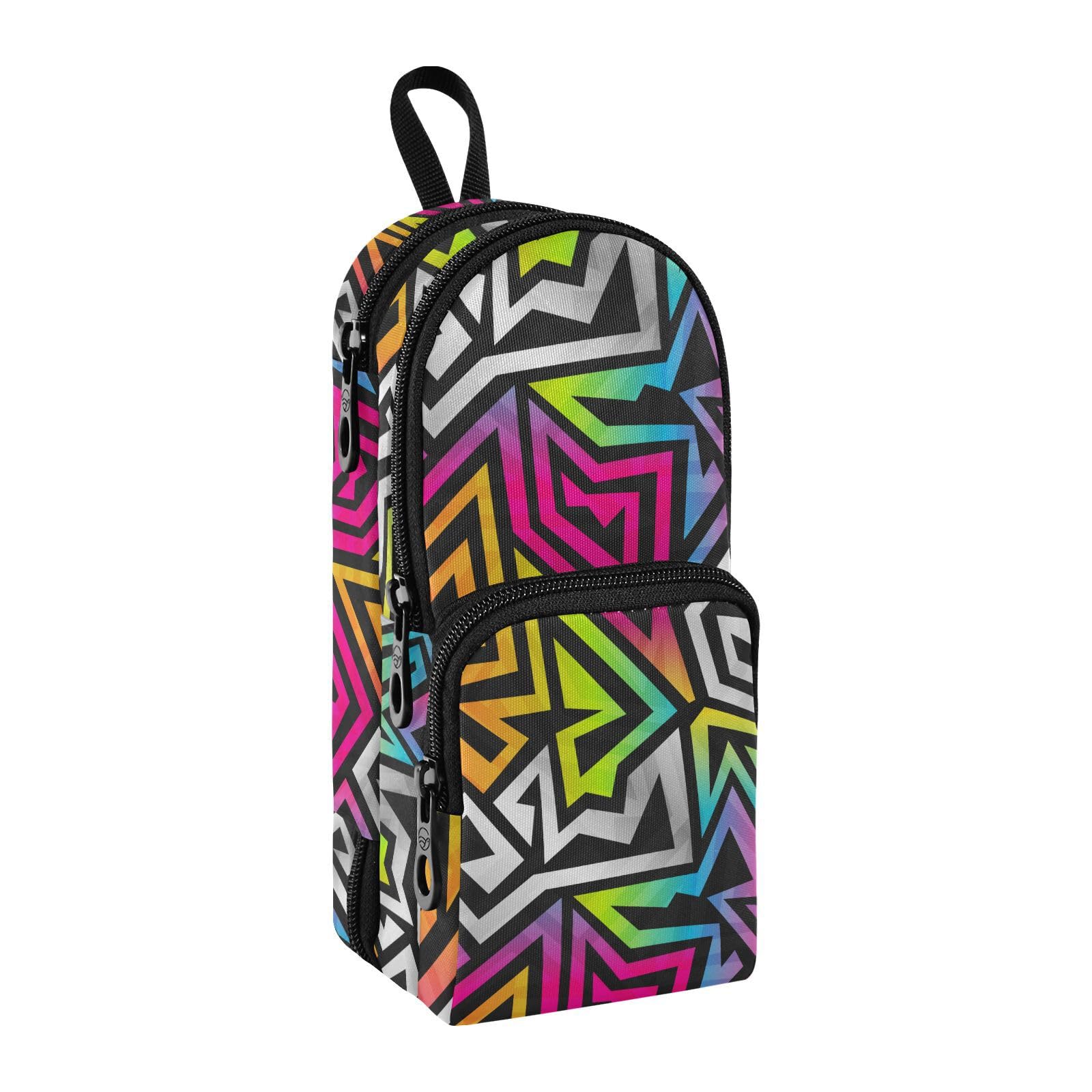 Colorful Large Pencil Case 3 Compartment Pencil Pouch School College Office Orange for Teens Girls Adults Student
