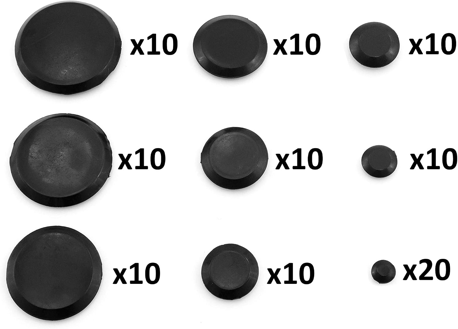 Red Hound Auto 100 Piece Flush Mount Black Hole Plug Assortment for Auto Body and Sheet Metal Assorted Sizes for 1/4, 3/8, 1/2, 3/4, 1, 1-1/4, 1-1/2, 1-3/4 and 2 Inch Holes