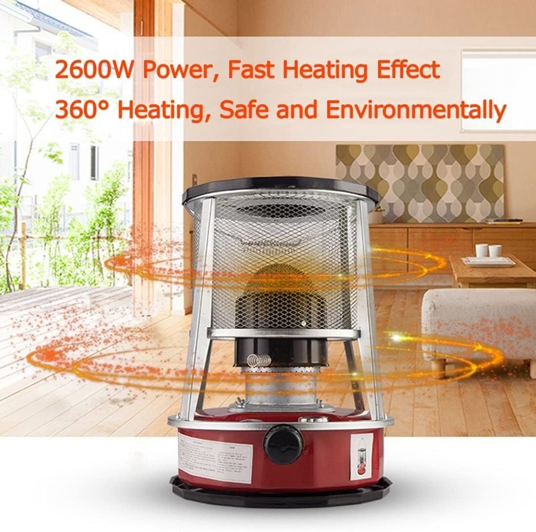 Grzejnik naftowy do pomieszczeń wewnętrznych Piec grzewczy 360° na kemping, grill, wędkarstwo, garażowe grzejniki na olej naftowy(4.6L/Red)
