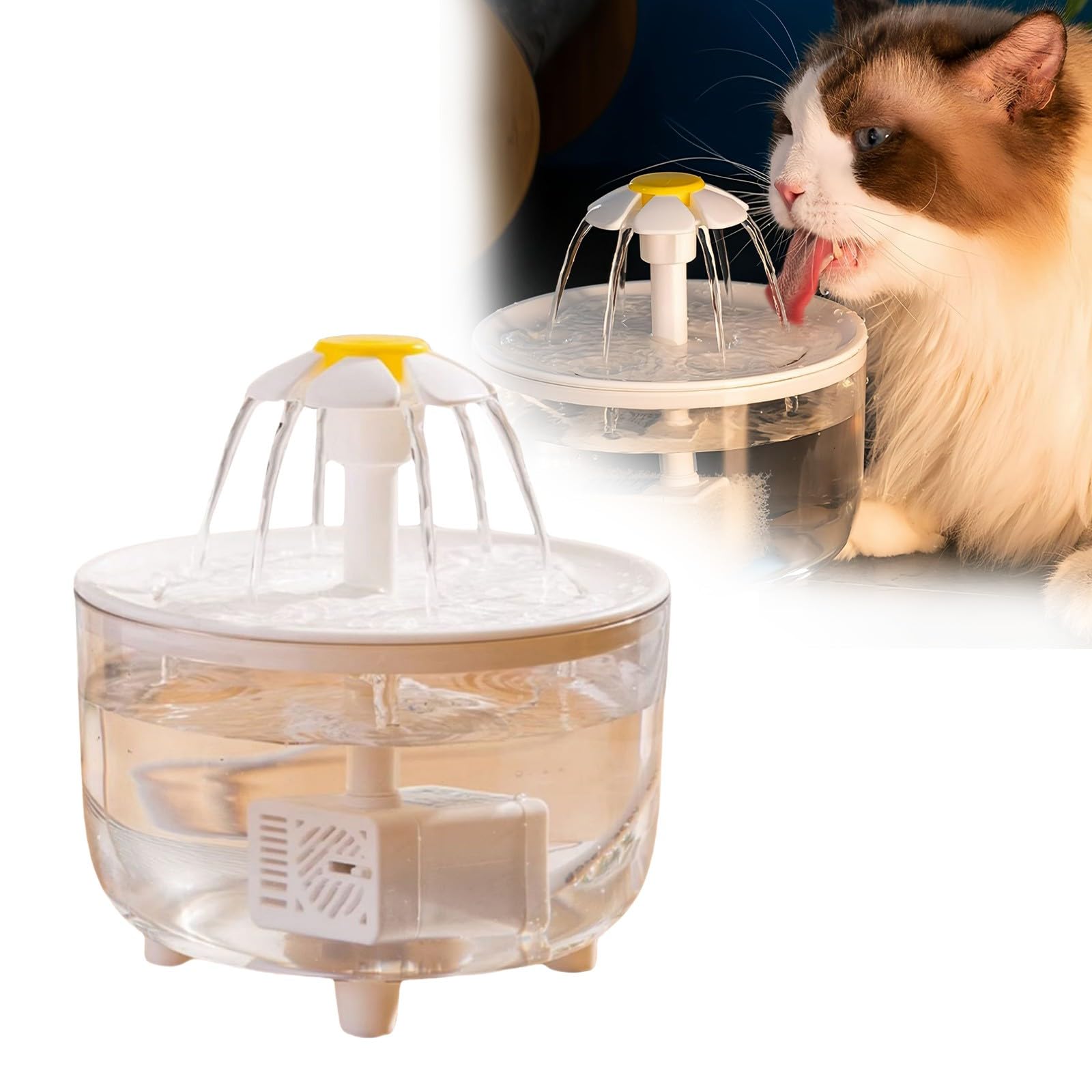 Cat Water Fountain,Wireless Pet Fountain Ultra Silent Cat Water Fountain for Drinking,Automatic Pet Fountains,Auto Filter Electric Pets Drinking Dispenser for Cats and Small Dogs Easy To Clean