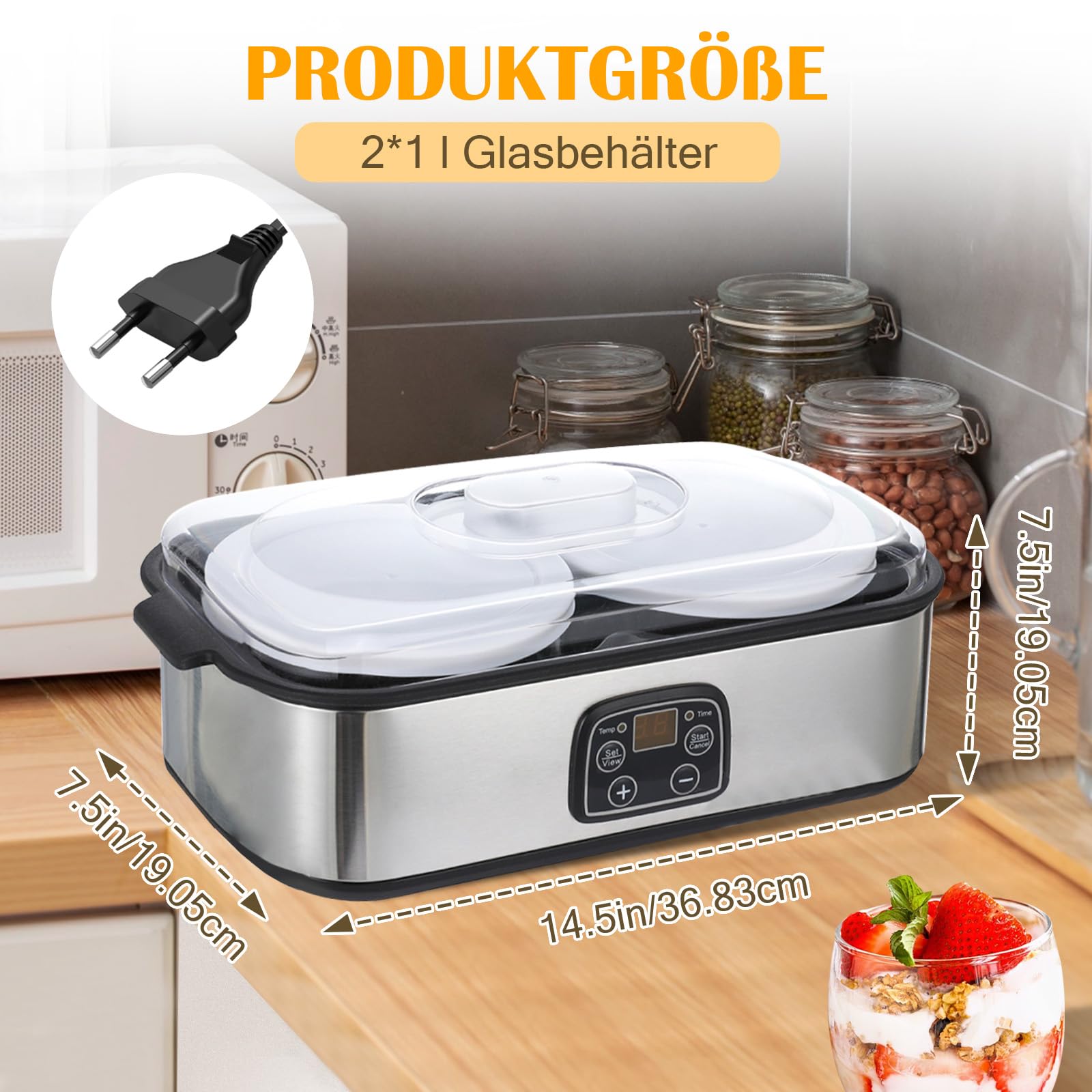 instelbare tijd- en temperatuurregeling, jogurt maker voor