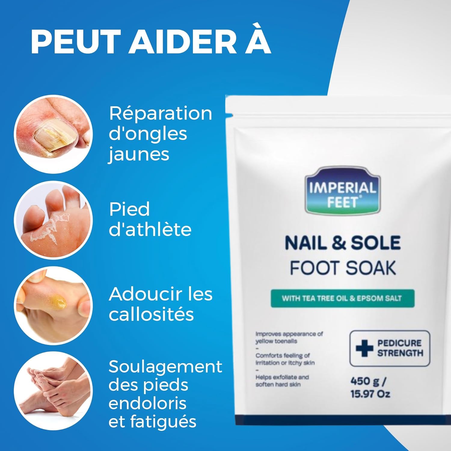 Pedicure Quality Foot Soak with Tea Tree Oil & Epsom Salt | Helps Treat Nail Fungus Athletes Foot | Anti Fungal Nail Treatment | Foot Moisturiser & Deodorizer Feet Soak | Exfoliating Foot Soak
