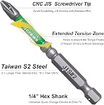 JIS Tournevis #1#2#3 Jeu de points croisés magnétiques japonais 3" 7 PCS | Taïwan S2 Acier, embouts à impact CNC Kit pour Conseils Anti-Came-Out Compatible avec Honda, Tamiya, Shimano