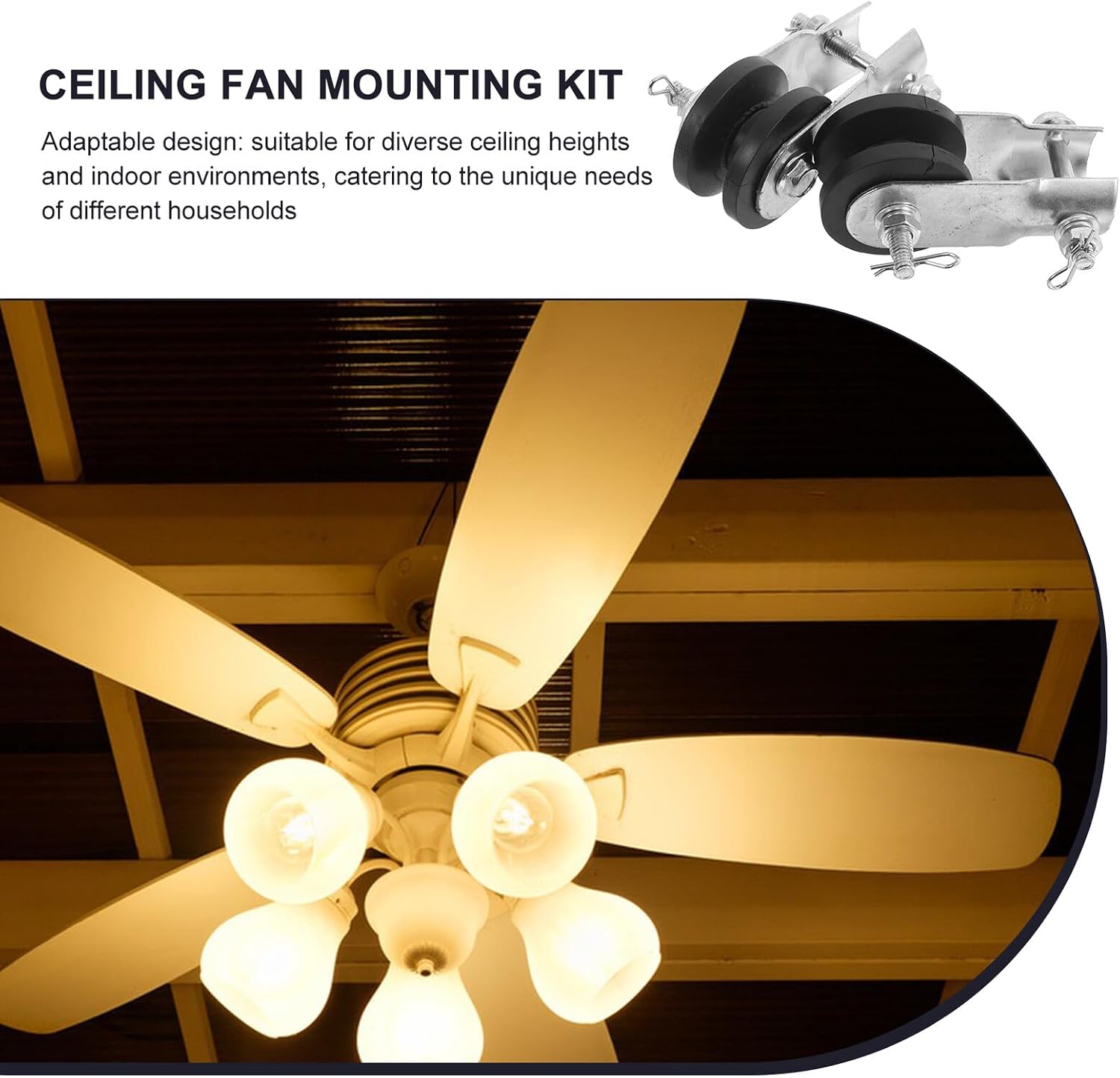 SEWACC 2pcs Ceiling Fan Mounting Brackets with Rubber Support Ceiling Fan Pulley Mount Clamp for Rod Fixing Accessories