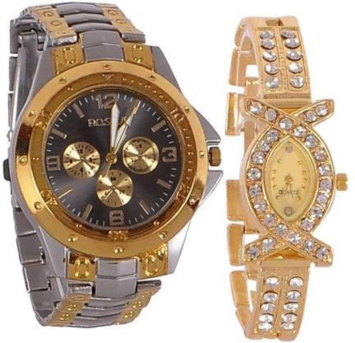pass pass Black & Gold Couple Watch Men & Women(Pack-2) (B083RGCSKH) Amazon Price History, Amazon Price Tracker