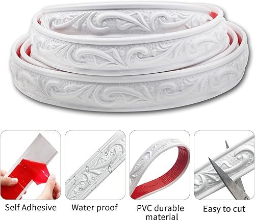 Miniatura 3 de Moldura de pared flexible de 16.4 pies, autoadhesiva, para despegar y pegar, moldura de techo, pared de fondo de TV, marco de espejo para decoración