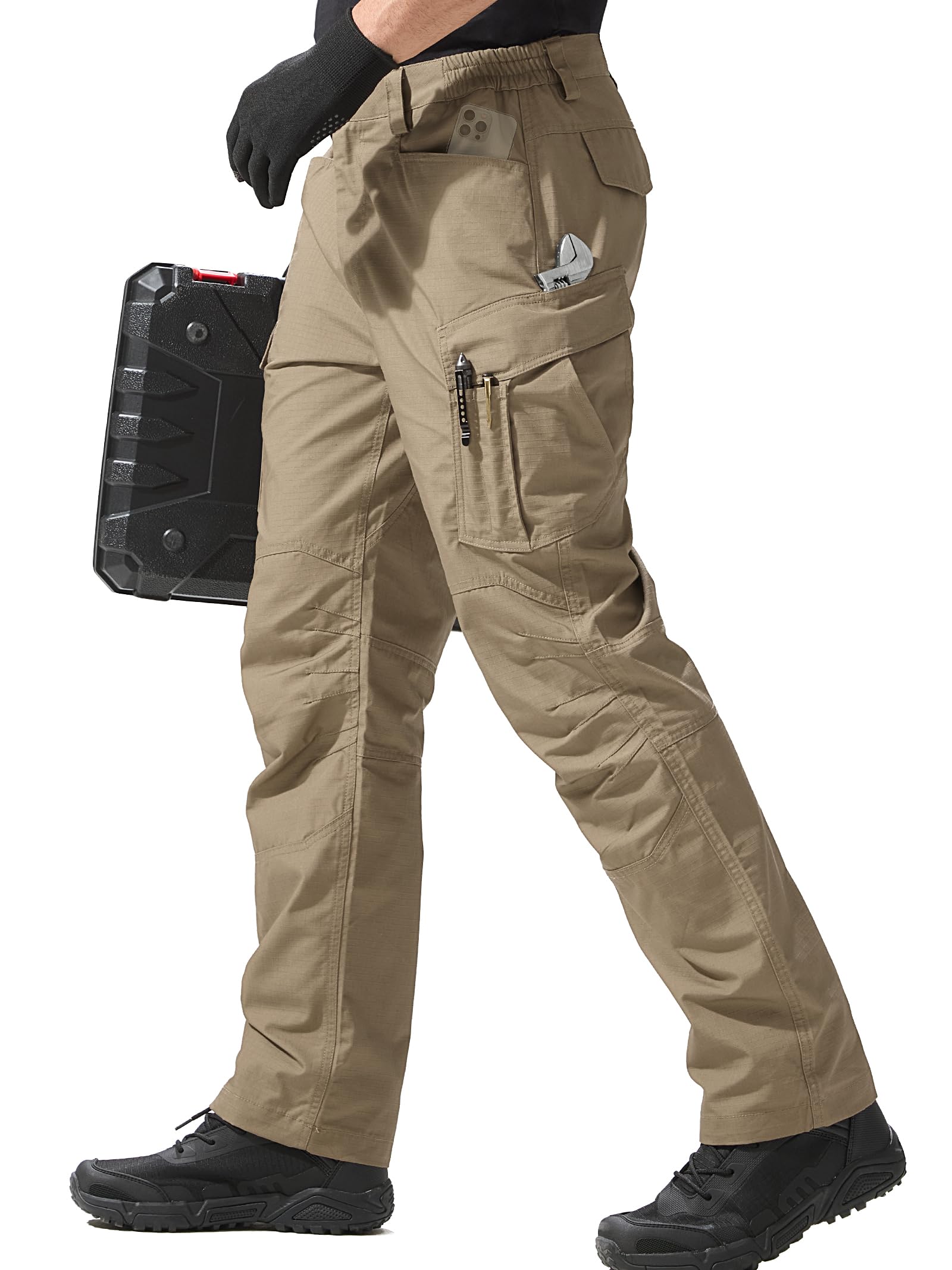 FREE SOLDIER Arbeitshosen Männer Cargohosen Herren Entspannte Passform Taktisch für Outdoor Bergsteigen Hosen mit Mehrfach-Taschen