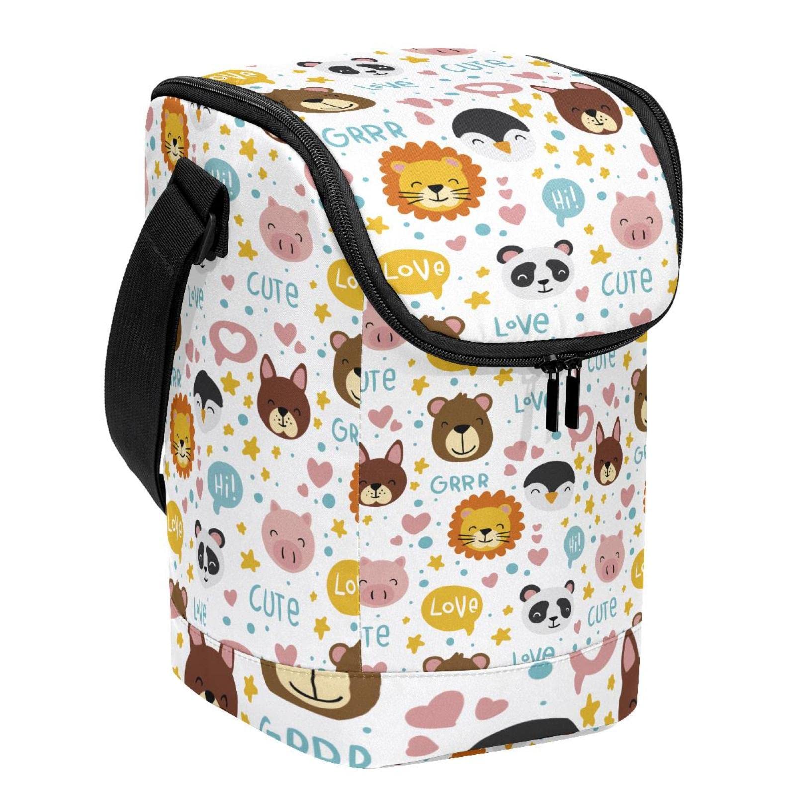 Borsa Pranzo Isolante Per Bambini, Forma Rettangolare, Motivo Giraffa Cartoon, Con Tracolla Regolabile E Tasche, 30x10x20 Cm