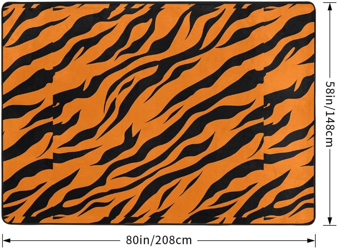Flannel Non-Slip (Orange Tiger Leopard) Rug Pad 80×50in Soft Washable Protective for Hardwood Floors Bedroom Bathroom Living Room