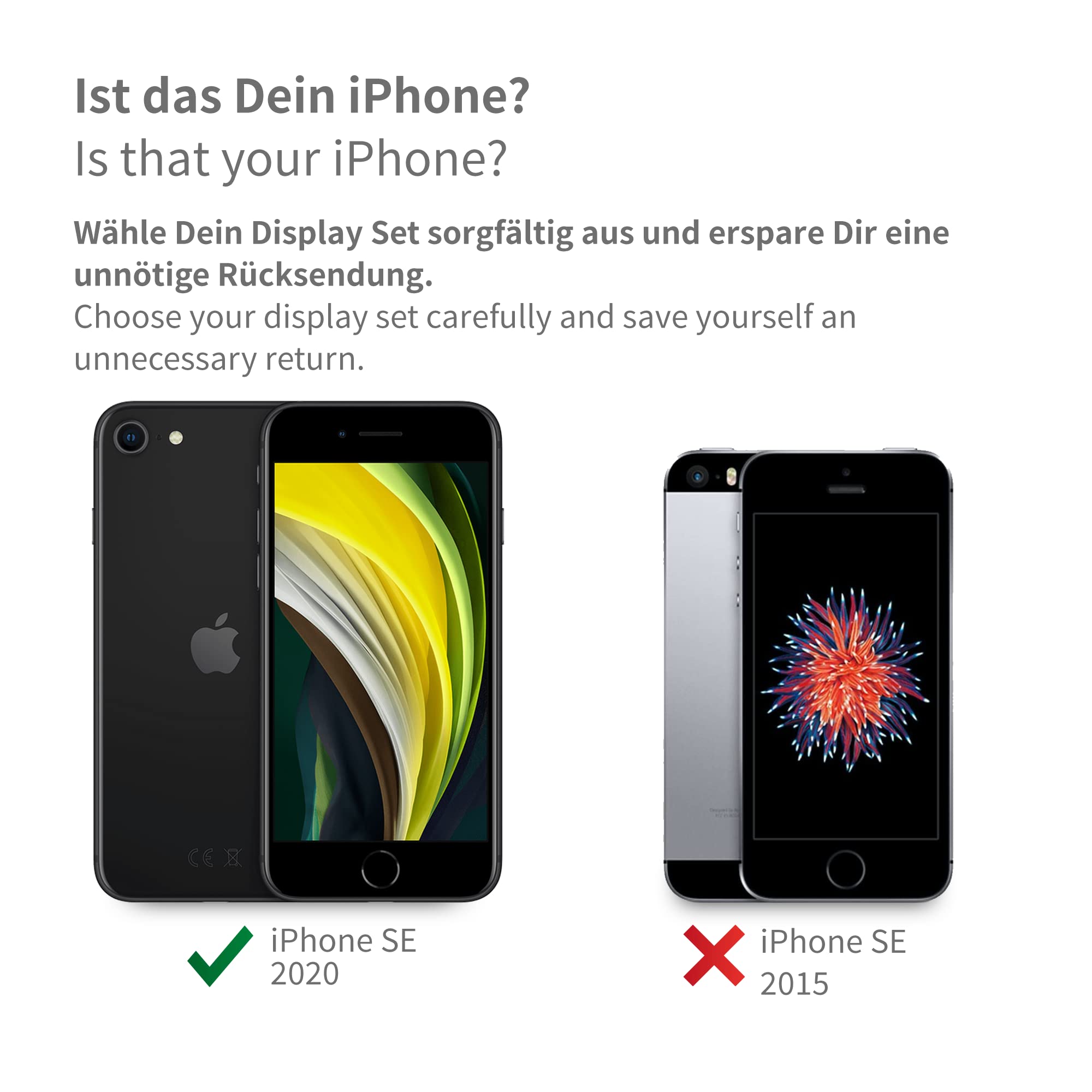 GIGA Fixxoo® Display für iPhone SE (2020) [inkl. Werkzeug-Kit] - Retina LCD Glas mit Touchscreen - Display Reparatur Set - Ersatzdisplay für iPhone mit Werkzeugkit