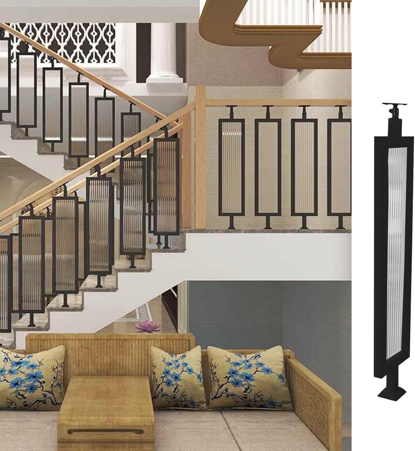 Kit balustre rectangulaire réglable pour sécuriser escalier raide ou terrasse en pente