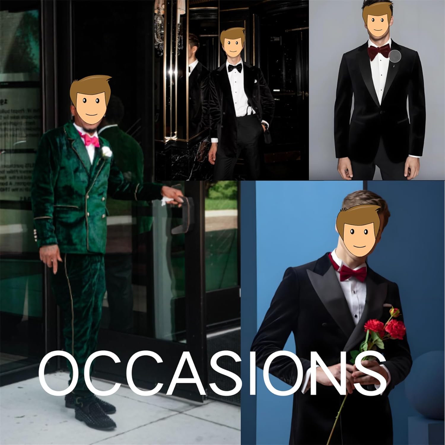 UNINUKOO Double Breasted Suit Men Velvet Classic Fit Formal Dinner Party Wedding 2 Piece Business Suits for Men